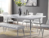 Acme Weizor Dining Table, White High Gloss & Chrome (1Set/2CTN) 77150