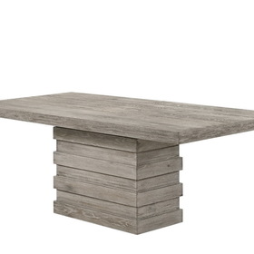 Acme Faustine Dining Table, Salvaged Light Oak Finish 77185
