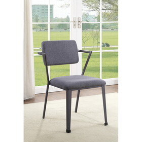 ACME Cargo Dining Chair (Set-2), Gray Fabric & Gunmetal (2pc/1CTN) 77902