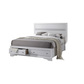 Traditional Matrix Queen Size Storage Bed in White Made with Wood 808857564733