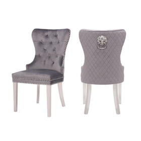 Simba Stainless Steel 2 Piece Chair Finish with Velvet Fabric in Dark Gray 808857571366