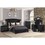 Sophia King 4 pc Vanity Upholstery Bedroom Set Made with Wood in Black 808857576910