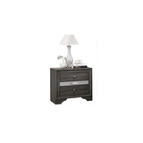 Traditional Matrix 2 Drawers Nightstand in Gray made with Wood 808857668363