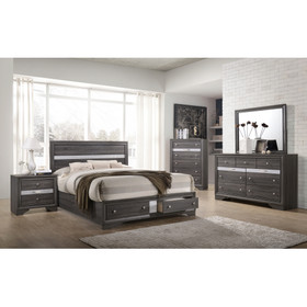 Traditional Matrix Queen 4 Piece Storage Bedroom Set in Gray Made with Wood 808857726179