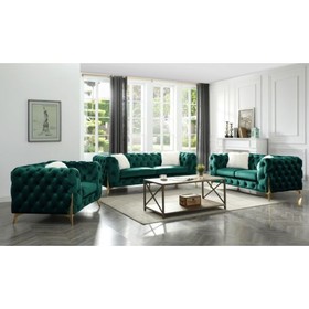 Moderno Tufted 2 pc Living Room Set Finished in Velvet Fabric in Green 808857768919