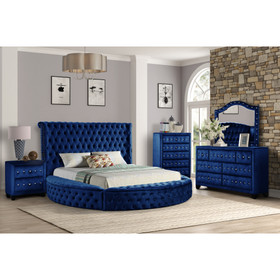 Hazel Queen 4 pc Bedroom Set Made with Wood in Blue Color 808857774613