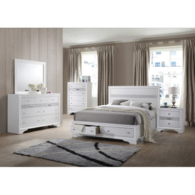 Traditional Matrix Queen 4 pc Storage Bedroom Set in White Made with Wood 808857799746