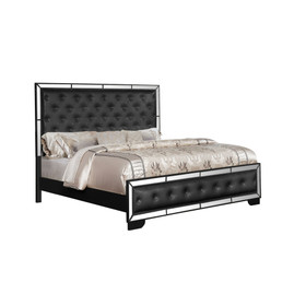Madison Queen Size Upholstery Bed Made with Wood in Black Color 808857964977