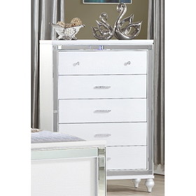 Sterling Mirror Framed Chest Made with Wood in White Color 808857981936