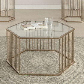 Acme Oaklie Coffee Table in Champagne & Clear Glass 81240