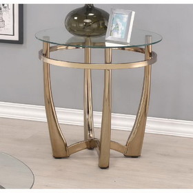 Acme Orlando II End Table in Champagne & Clear Glass 81612