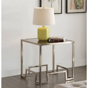 Acme Damien End Table in Champagne & Clear Glass 81627