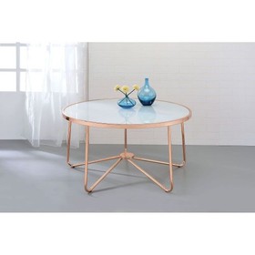 Acme Alivia Coffee Table in Rose Gold & Frosted Glass 81835