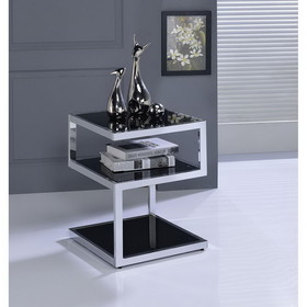 ACME Alyea Side Table in Chrome & Black Glass 81848