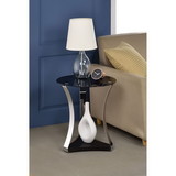 ACME Geiger End Table in Chrome & Black Glass 81917