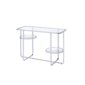 ACME Hollo Sofa Table, Chrome & Glass 83934