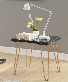 ACME Telestis End Table in Black Marble & Gold 84507
