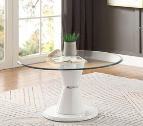 ACME Kavi Coffee Table, Clear Glass & White High Gloss 84935