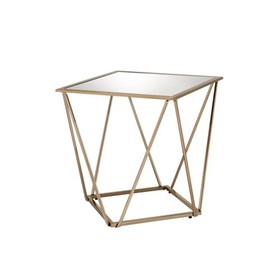 Acme Fogya End Table, Mirrored & Champagne Gold Finish 86057