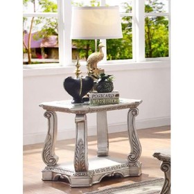 Acme Northville End Table in Antique Silver & Clear Glass 86932