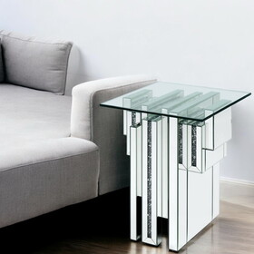 ACME Noralie End Table, Mirrored & Faux Diamonds 88002