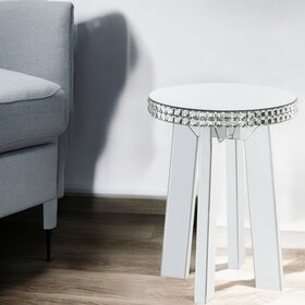 ACME Lotus End Table, Mirrored & Faux Crystals 88012