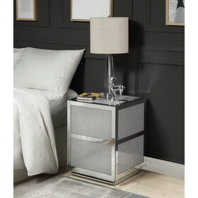 ACME Lavina End Table, Mirrored & Faux Diamonds 88017