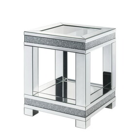 ACME Noralie End Table, Mirrored & Faux Diamonds 88022