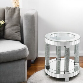 ACME Fafia End Table, Mirrored & Faux Gems 88027