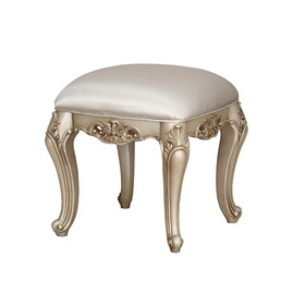 ACME Gorsedd Vanity Stool, Fabric & Antique White 90743