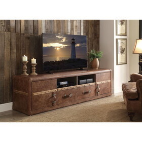 ACME Aberdeen TV Stand in Retro Brown Top Grain Leather 91500