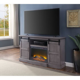 ACME Admon TV Stand w/Fireplace, Gray Oak 91618