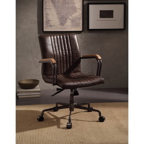ACME Joslin Office Chair in Distress Chocolate Top Grain Leather 92028