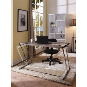 ACME Finis Desk in Weathered Oak & Chrome 92344