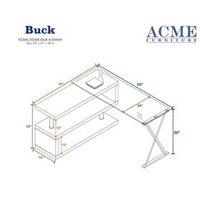 ACME Buck Desk in White High Gloss & Clear Glass 92368