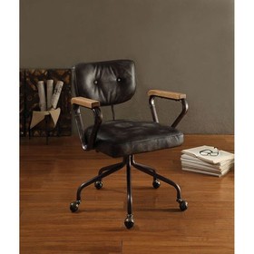 Acme Hallie Office Chair in Vintage Black Top Grain Leather 92411