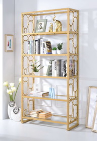 Acme Milavera Bookshelf in Gold & Clear Glass 92470