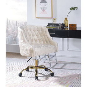 ACME Levian Office Chair in Vintage Cream Velvet & Gold 92517