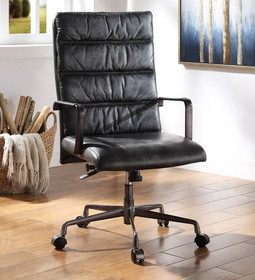 Acme Jairo Office Chair, Vintage Black Top Grain Leather 92565