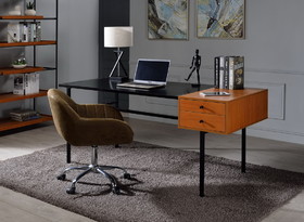 Acme Oaken Desk, Honey Oak & Black 92675