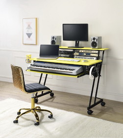 Acme Suitor Computer Desk, Yellow & Black 92904