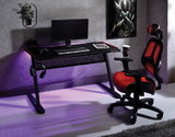 Acme Dragi Gaming Table with USB Port, Black & Red Finish 93125