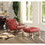 ACME Quinto Accent Chair, Antique Red Top Grain Leather & Stainless Steel 96672