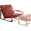 ACME Quinto Accent Chair, Antique Red Top Grain Leather & Stainless Steel 96672