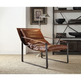 ACME Quoba Accent Chair in Cocoa Top Grain Leather 96674