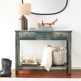 ACME Glancio Console Table in Antique White & Teal 97257