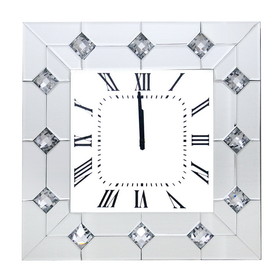 ACME Hessa Wall Clock in Mirrored & Faux Rhinestones 97406