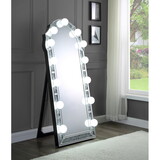 ACME Noralie Accent Floor Mirror in Mirrored & Faux Diamonds 97983