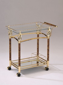 ACME Helmut Serving Cart, Gold Plated & Clear Glass 98002
