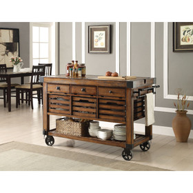 ACME Kaif Kitchen Cart, Distressed Chestnut 98184